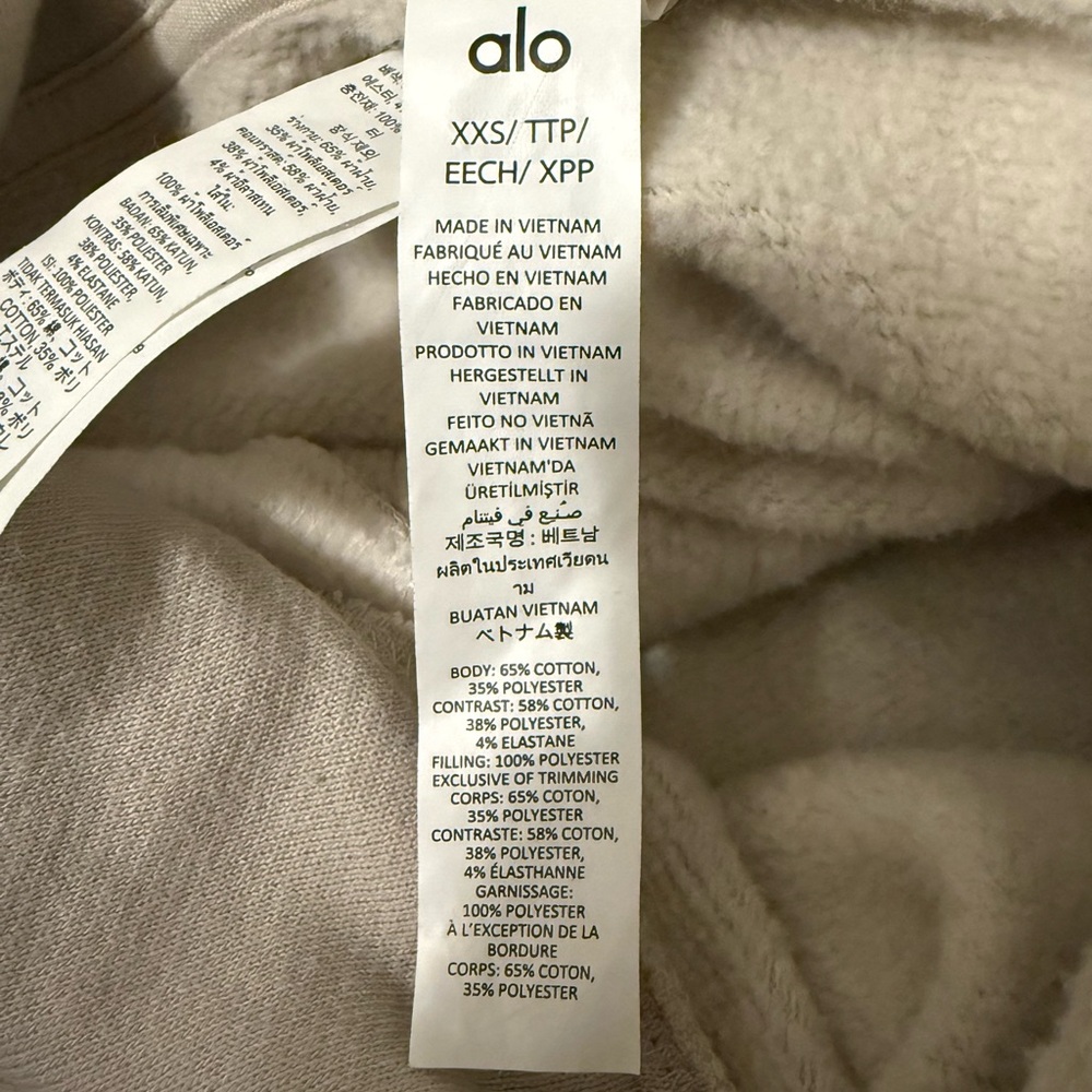 Alo Yoga Make Waves Hoodie - Ivory/Bone/Gravel - Size XXS - Picture 6 of 6